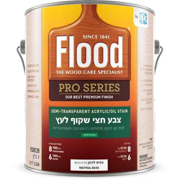 צבע לעץ חצי שקוף 1 גלון FLOOD