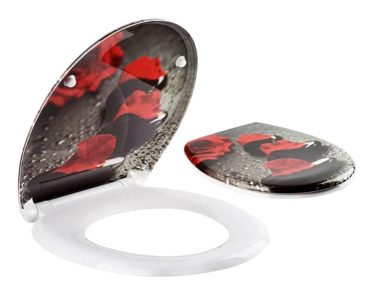 מושב אסלה טריקה שקטה התקנה עילית ורד אדום