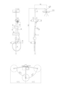 ערכת פינוק למקלחת נירוסטה 95 ס״מ ים כרום ניקל
