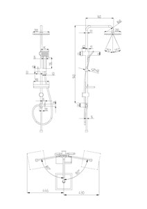 ערכת פינוק למקלחת נירוסטה 95 ס״מ דונטלו שחור