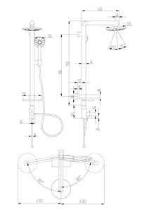 ערכת פינוק למקלחת אלומיניום 110 ס"מ אביר שחור