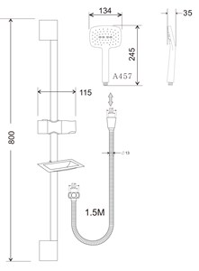 מערכת תליה למקלחת 80 ס"מ נהוראי שחור מט