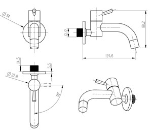 ברז קיר מים קרים עגול כרום ניקל AQUILA