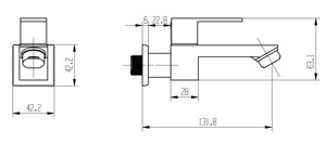 ברז קיר מים קרים מרובע שחור מט AQUILA