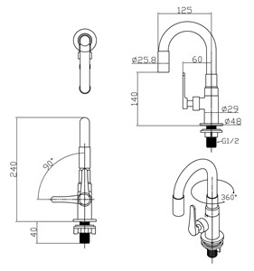 ברז פרח מים קרים פית גומי לבנה AQUILA