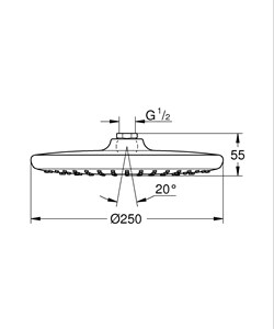 ראש מקלחת עגול 25 ס"מ Vitalio Start כרום ניקל