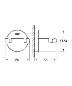 מתלה מגבות וו כפול 54 מ"מ BauCosmopolitan כרום ניקל