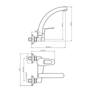 ברז קיר גבוה CAPINERA כרום ניקל AQUILA