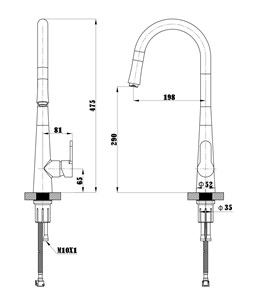 ברז מטבח נשלף גבוה CAESAR זהב AQUILA