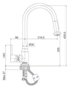 ברז מטבח נשלף ARCO כרום ניקל AQUILA PREMIUM