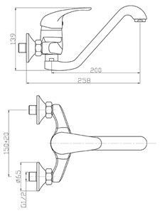 ברז קיר גבוה ATLANTIC כרום ניקל AQUILA