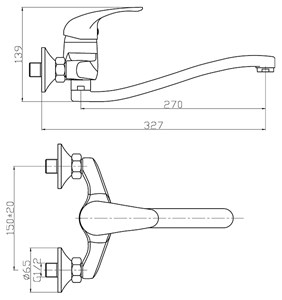 ברז קיר גבוה ARCTIC כרום ניקל AQUILA