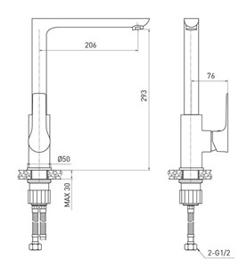 ברז פרח גבוה BRANT שחור מט AQUILA PREMIUM