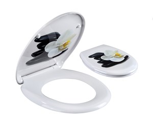 מושב אסלה טריקה שקטה התקנה עילית נחל+פרח לבן