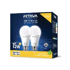 זוג נורות לד A65 ליבון 15W הברגה E27 אור חם