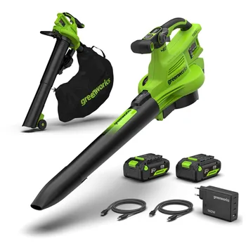 שואב/מפוח עלים 48V(2X24V) עם שתי סוללות 5.0Ah + שקע USB + מטען Dual Port (4A) מהיר