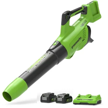 מפוח BL (2X24V) 48V+שתי סוללות 4.0Ah + מטען כפול Greenworks GD24X2AB