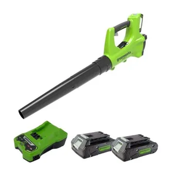 מפוח עלים נטען 24V 330 CFM עם 2 סוללות 2 אמפר ומטען - Greenworks BA24B210