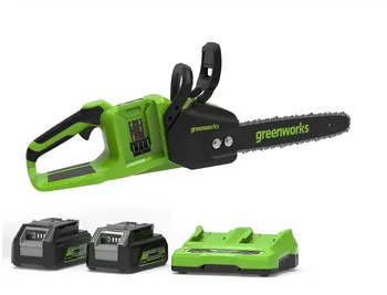 מסור שרשרת נטען 14" עם 2 סוללות 5 אמפר ומטען - Greenworks CS48L4410 48V (2x24V) Brushless