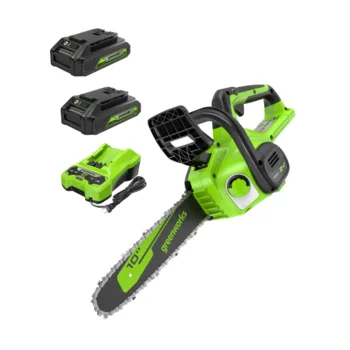 מסור שרשרת נטען "10 עם 2 סוללות 2 אמפר ומטען - Greenworks CS24B00 24V