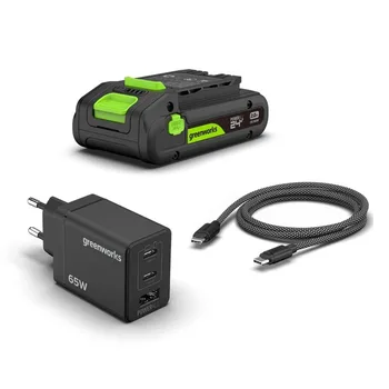 קיט התנעה נטען 24 וולט עם סוללה 2 אמפר ומטען (USB-C) - Greenworks K2S2BEAA1