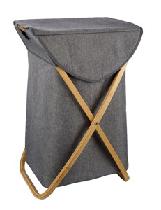 סל כביסה מתקפל 60 ל' מרובע במבוק אפור SPACE