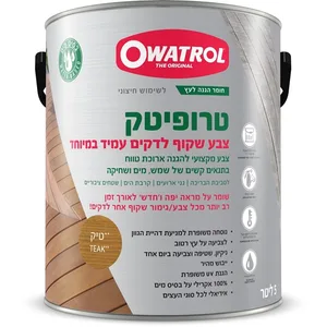 טרופי טק - צבע אקרילי שקוף להגנה על עץ חיצוני בשמש חזקה ושחיקה מרובה 5 ליטר