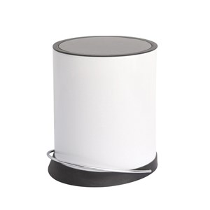 פח אשפה עגול 3 ליטר Flat Top + דוושה וטריקה שקטה לבן