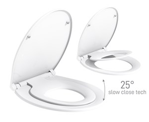 מושב אסלה כפול למבוגרים ולילדים טריקה שקטה והתקנה עילית לבן Ultra