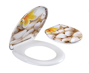 מושב אסלה טריקה שקטה התקנה עילית נחל+פרח צהוב