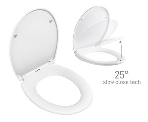 מושב אסלה טריקה שקטה התקנה עילית לבן Ultra